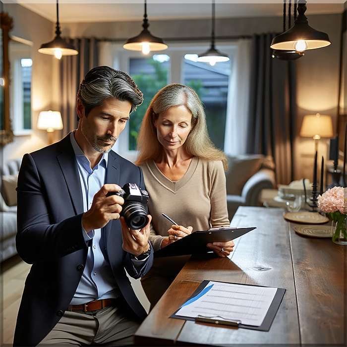 Two people ensure everything is up to standard