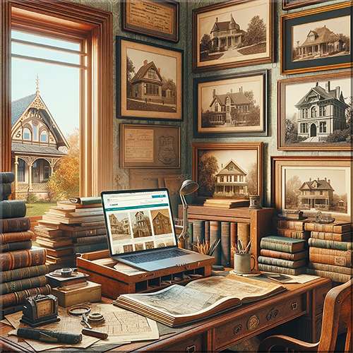 A room filled historical home records and pictures