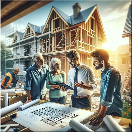 A company talking with the home owners