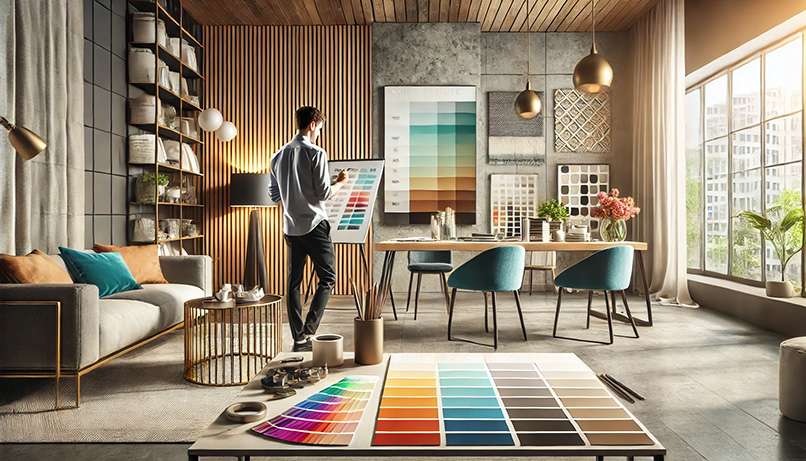 A professional looking at color palette