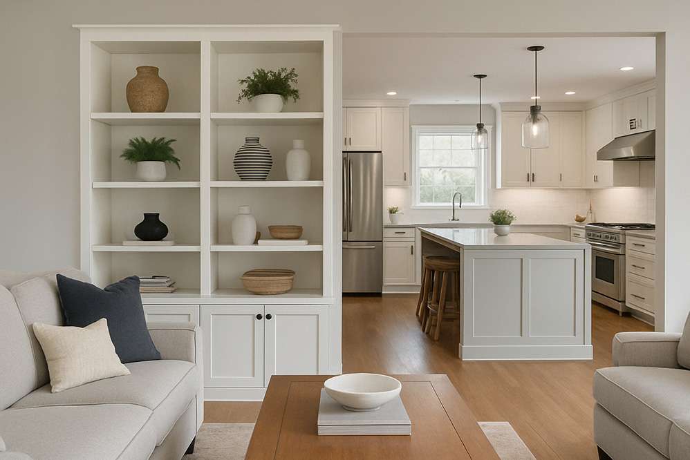 Part open concept with book shelf